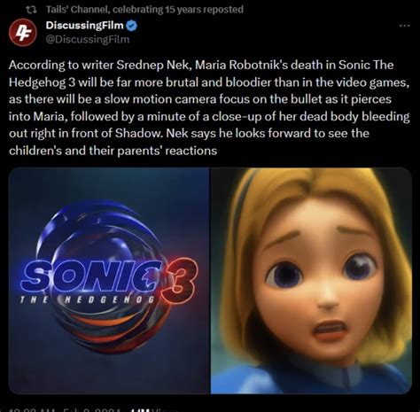 Maria's death is confirmed to be brutal and bloody in sonic 3 | Fandom