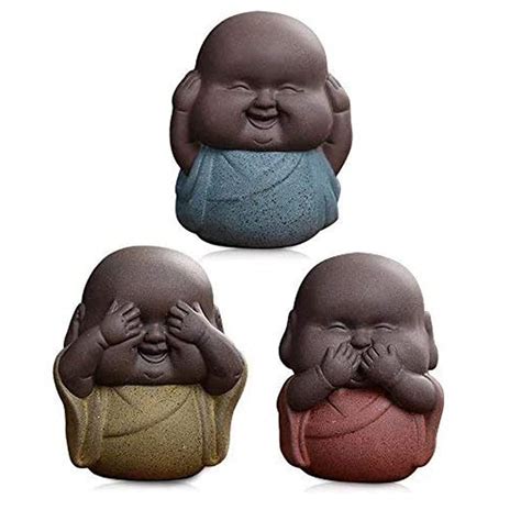 Buy FishMM Set of 3 Monks Figurine, Ceramic Wise Monks Decorative ...