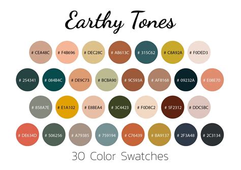 Earthy Tones, Color Swatches, Color Palette, iPad - Etsy | Color swatches, Hex color palette ...