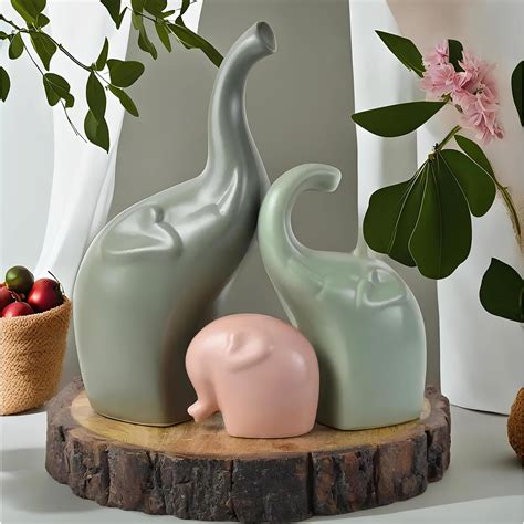 Pottery House Elephant Family | Matte Finish Ceramic Figures Showpiece ...