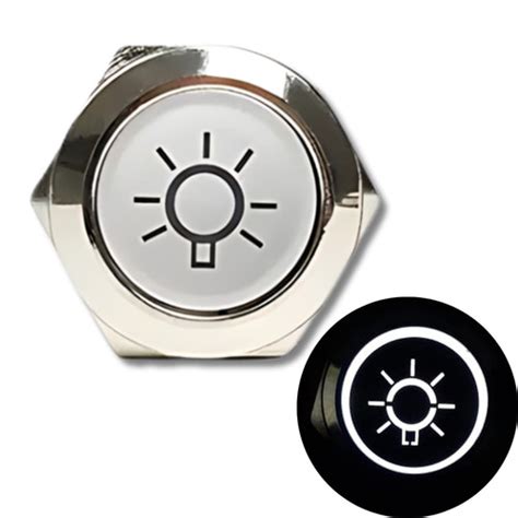 16mm Size WHITE LAMP Symbol Stainless Steel 5V-24V DC Latching Type ...
