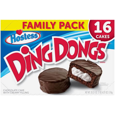 HOSTESS Chocolate DING DONGS, Family Pack Snack Cakes - 20.31 oz, 16 ...