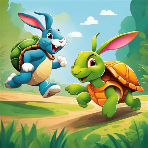 The rabbit and the turtle run race each other. in 2024 | Turtle ...