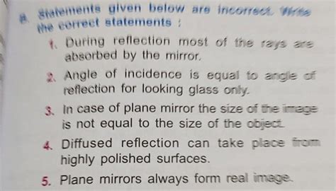 B. Write 'true' or 'false' for the following statements: (1) The angle ...