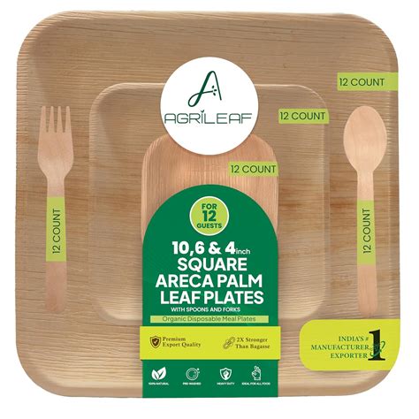 AGRILEAF Areca Palm Leaf Dinnerware Set | 60 Pack for 12 Guests | 10 ...