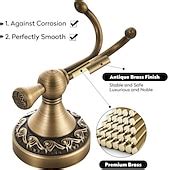 Robe Hook Antique Brass Retro Style Wall Mounted for Bathroom Double ...