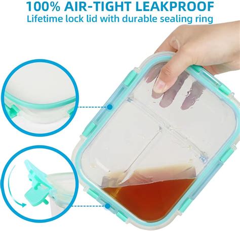 Buy 5 Pack 36oz Meal Prep Containers 3 Compartments Portion Control ...