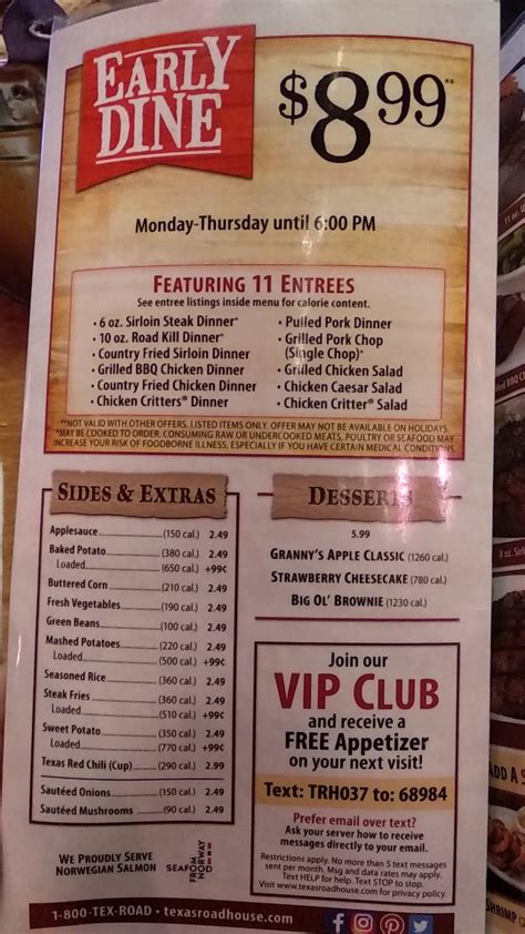 Menu at Texas Roadhouse BBQ, Taylorsville, W 5400 S