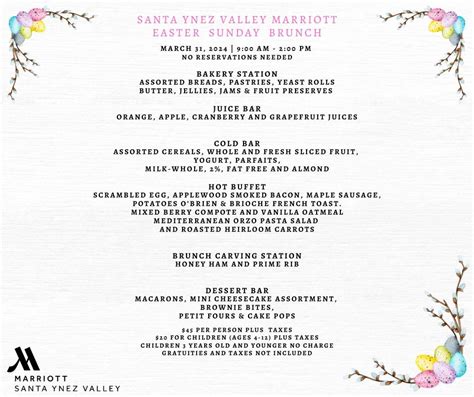 Santa Ynez Valley Marriott Easter Sunday Brunch, 555 McMurray Road ...