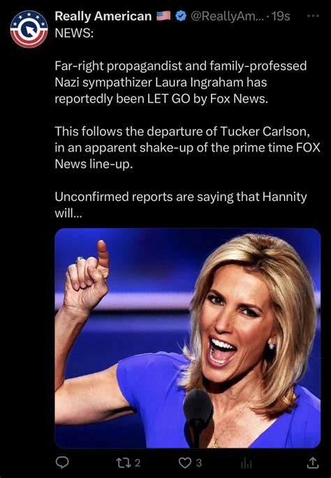 It’s Official - Laura Ingraham is Fired from Fox News. : r ...