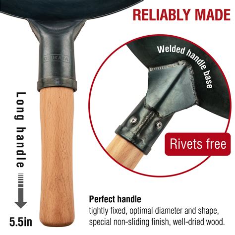 Blue Carbon Steel Wok 13,5-inch (34cm)+Spatula and Ladle Set | Yosukata