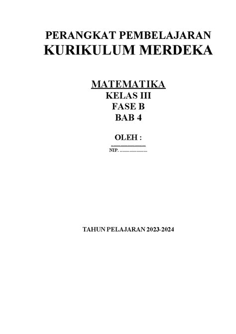 Matematika Kelas 3 BAB 4 - PERANGKAT PEMBELAJARAN KURIKULUM MERDEKA ...