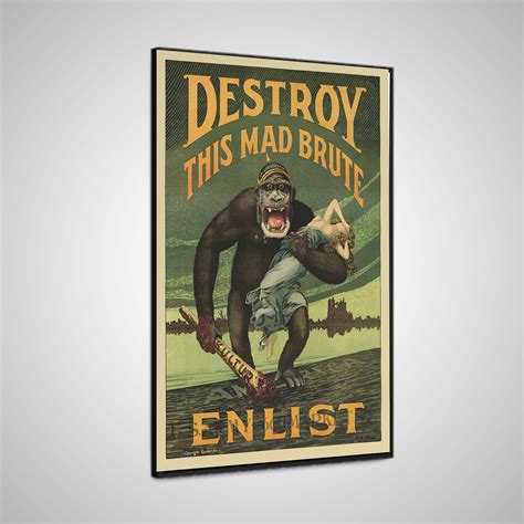 WWI Propaganda Poster Destroy the Mad Brute, Vintage Poster, Wall Art ...
