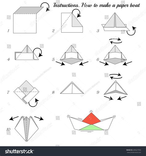67 Boat Origami Step By Step Stock Vectors and Vector Art | Shutterstock