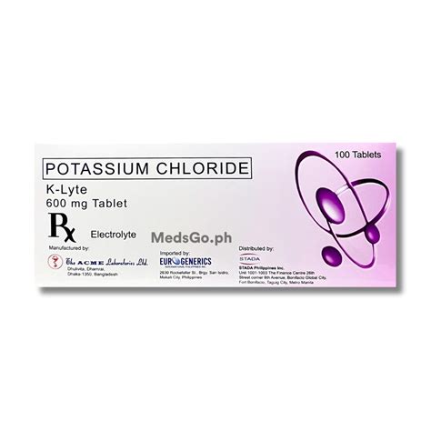 K-LYTE Potassium Chloride 600mg Tablet 1's price in the Philippines | MedsGo Pharmacy