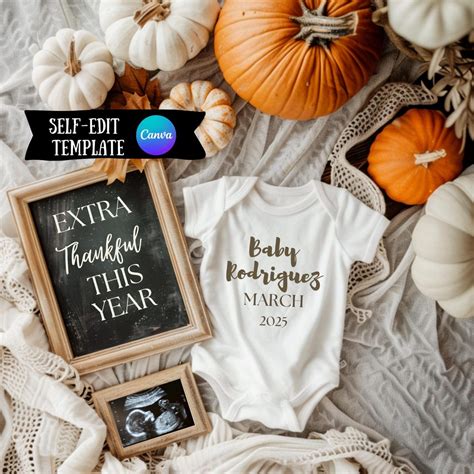 Thanksgiving Pregnancy Announcement Digital Baby Announcement Thankful ...