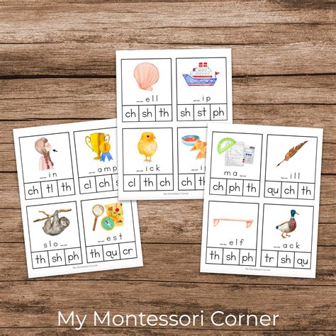 Buy Digraphs CH, Qu, SH, TH Clip Cards (montessori Green Series ...