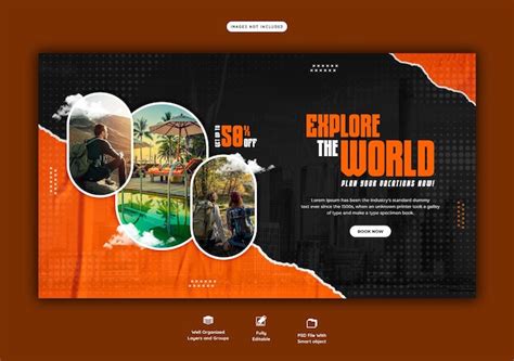 Travel and tourism web banner template | Free PSD