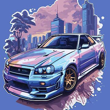 "Skyline R34, Sky R34, vector art" Sticker for Sale by STICKOVA ARTS ...