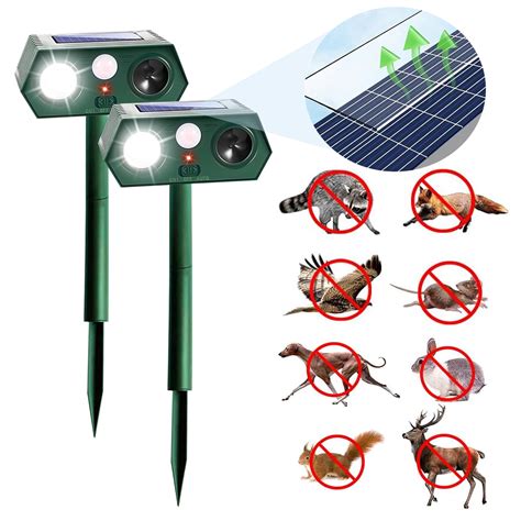 2 pack Ultrasonic Deer Repellent Devices 2025 Newest Solar Animal ...