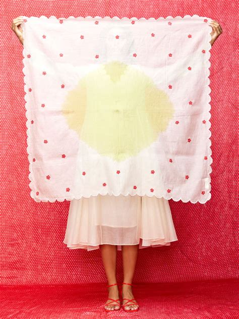 Buy - Rose ivory and lime scallop scarf | Elan Store