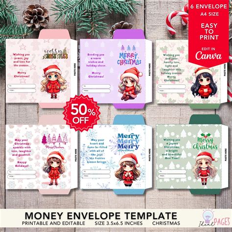 6 Christmas Money Envelope, Money Envelope Template, Christmas Money ...