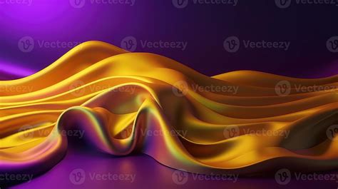 Abstract Background with 3D Wave Bright Gold and Purple Gradient Silk ...