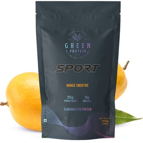 Buy Green Protein Mango Smoothie Flavoured Pea Protein Pouch - 1kg ...