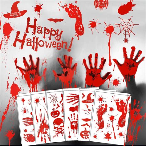 Buy 150pcs Halloween DecorationsStickers Decorations,,Bloody Handprint ...