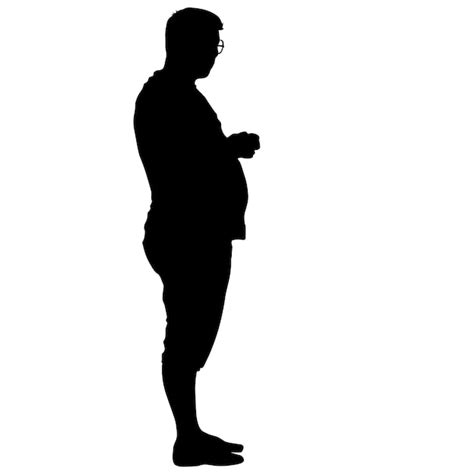 Zwarte silhouet dikke man staande mensen op witte achtergrond | Premium ...