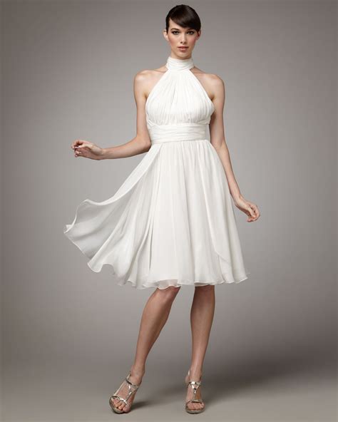 Badgley Mischka Halter Cocktail Dress in White - Lyst