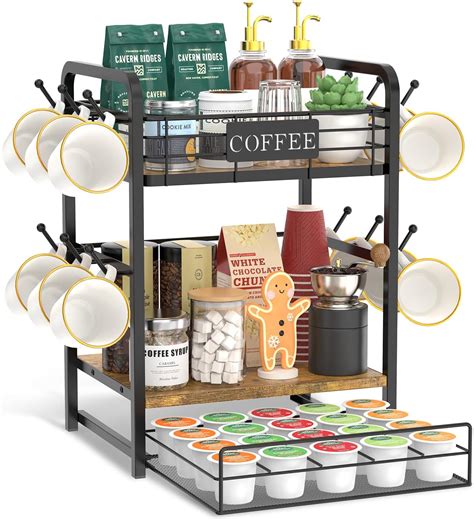 Amazon.com - Aquzee Coffee Bar Organizer for Countertop, 2-Tier Coffee ...