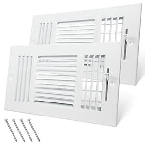 10 x 6 Inch (Duct Opening) 3-Way Vent Casing White Sidewall and Ceiling ...