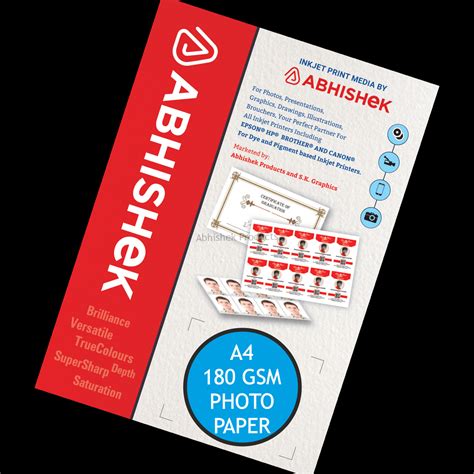 A4 Glossy Photo Paper 180 GSM for Inkjet | AbhishekID – Abhishek Products