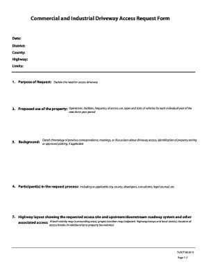 Commercial And Industrial Driveway Access Request Form Fillable - Fill ...
