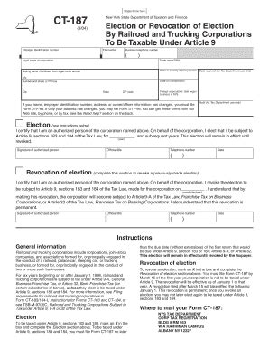 Fillable Online Form CT-187: August 2004, Election or Revocation of ...