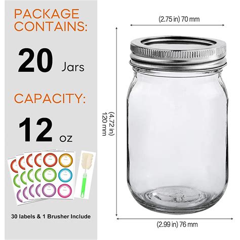 Mcupper 20 Pack Mason Jars - Airtight & Versatile Storage
