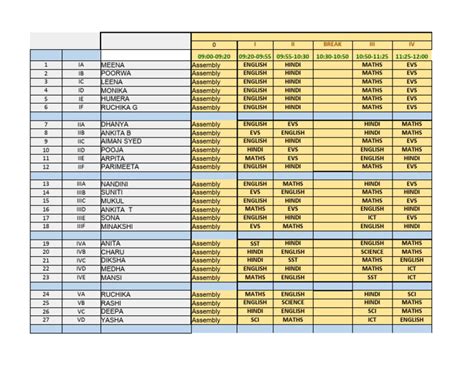 Image result for Class 7 HTML Timetable