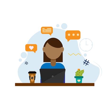 1women girl is sitting at a computer at home . freelancer with a cup of ...