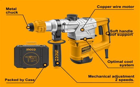 INGCO Rotary Hammer SDS-Plus Chuck Heavy Duty Rotary 5J with Vibration ...