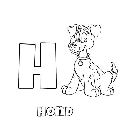 Letter H voor Hond Kleurplaat - Kinderen Kleurplaat