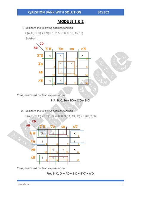 QUESTION BANK WITH SOLUTIONS FOR BCS302 MODULE 1 & 2 - Studocu