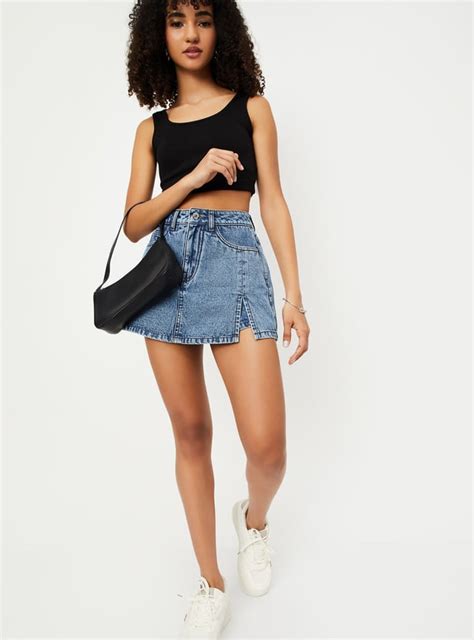 Buy Women Washed Denim Skorts Online at just Rs. 999.0 - 1000015221132 ...