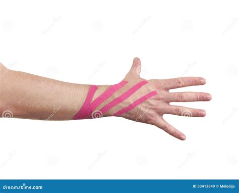 Kinesio Tex Tape Therapeutic Treatment of the Wrist. Stock Image - Image of injury, flexibility ...