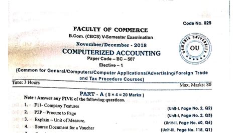 B.Com. (CBCS) Computerized Accounting Important Questions from Previous ...