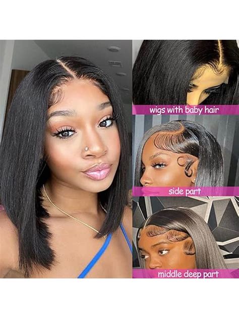 16 אינץ' פאת שיער אדם ללא דבק שיער 12 אינץ' 13x4 בוב פאת שיער אדם 180% ...