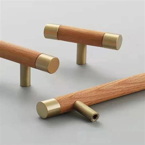 Natural Wood & Brass T-Bar Handle Collection - The 21st Century Lifestyle