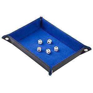 ELYTP Dice Tray of Folding Rectangle PU Leather and Blue Velvet Valet ...