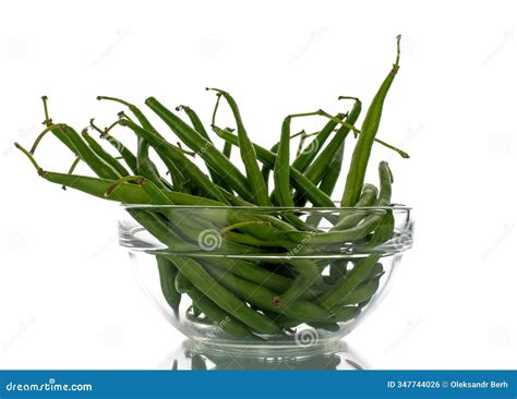 Green String Beans with Kitchen Utensils, Close-up, Isolated on White ...