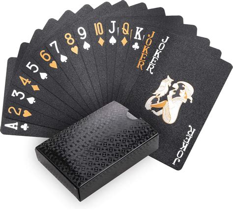 Buy Joyoldelf Cool Black Playing Cards, Waterproof Black-Gold Foil ...